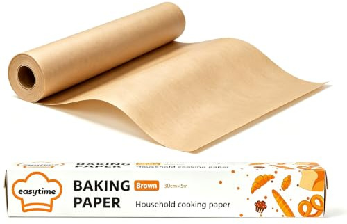 Cherrypick Brown Baking Paper 30CM x 15M Greaseproof Parchment Paper Roll Non-Stick, Oven Safe, Food-Grade Baking Sheets for Cooking, Air Fryer, Pastries & Butcher Paper Use