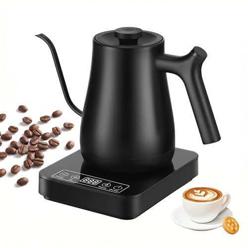 Panana Gooseneck Electric Kettle with Precision Temperature Control, 1300W Fast Boil Pour Over Coffee Kettle, 304 Stainless Steel Variable Temp Tea Kettle, 24H Keep Warm Digital Display Coffee Maker