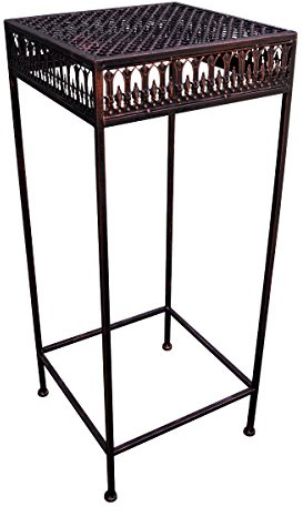 PrimoLiving Metall Blumenhocker/Beistelltisch Antik-Look braun eckig Gr. L (P-859)