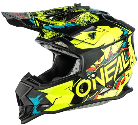 O'NEAL | Motocross hjälm | Barn | MX Enduro | ABS-skal, säkerhetsstandard ECE 22.05, ventilationsöppningar för optimal ventilation och kylning | 2SRS Hjälm Villian Youth | Neongul | Storlek S