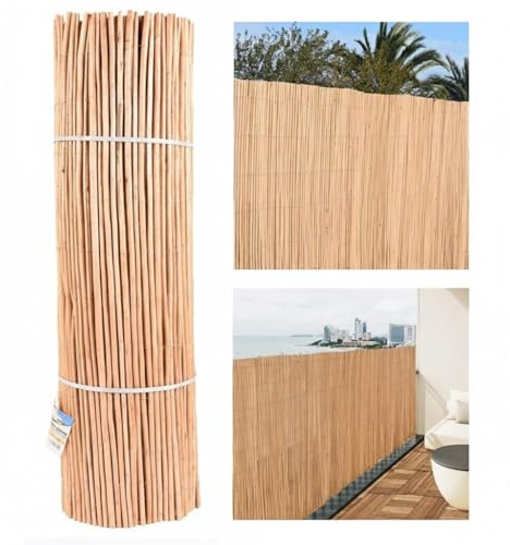 Suinga Clôture en Osier Pelé 2 x 5 mètres | Canisse de Jardin Naturelle | Brise-Vue en Osier 85% d'Occultation | Clôture Décorative