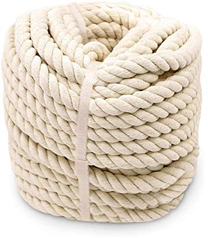 Aoneky Gedrehte Baumwollseil 14-16mm, 30M | 3-Strang Naturfaser Baumwollschnur für Wohnkultur, Garten, Hängematte, DIY (16mm 30M)