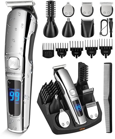 Ufree Beard Trimmer Men, Waterproof Electric Razor for Nose, Body, Face and Mustache, Cordless Hair Clippers Shavers for Men Grooming Kit, Gifts for Husband Father