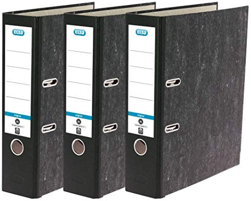 Elba Ordner A4, Smart Original Wolkenmarmor, 8 cm breit, schwarz, 3 Stück