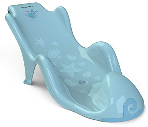BABYLON Aqua Grand Transat de bain Bébé, 0-6 mois, Ventouses, Bleu