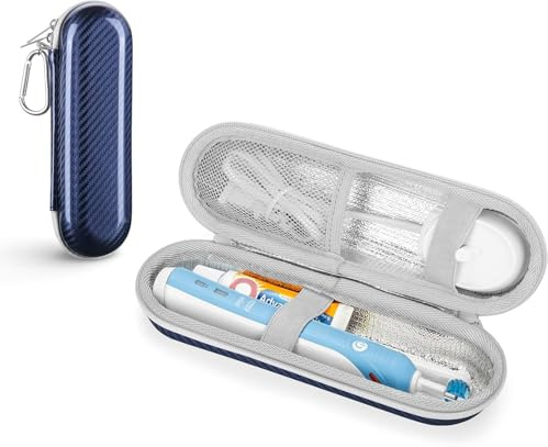 PhD Keisi Elektrisches Reiseetui für Braun Oral B/Oral-B Pro/Sonicare elektrische Zahnbürste mit Zubehöraufbewahrung, tragbares Hartschalen-Reiseetui, Blau