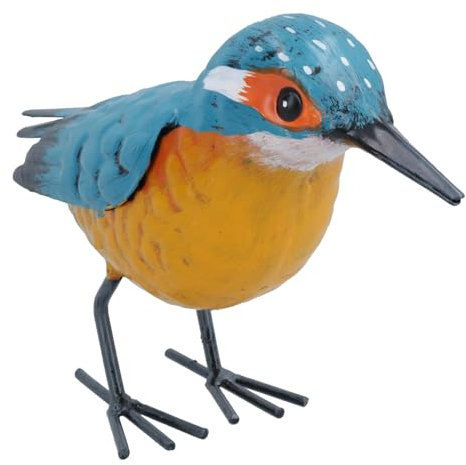 AB Tools Primus Metal Kingfisher Garden Ornament Sculpture Gift, Hand Painted, 20 x 8.5 x 12cm