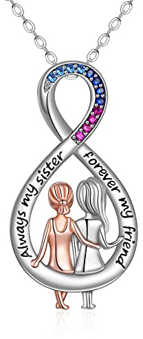 YAFEINI Schwester Halsketten Herz Sterling Silber Mädchen Anhänger Schmuck Geschenke für Frauen Freunde