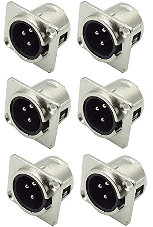 bnafes XLR-Stecker, 3-polig, Panel-Mount-Buchsen, D-Serie, XLR-M-Stecker, 6 Stück