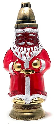 AM Décor Santa Cemetery Memorial Candle Holder | Gravesite Remembrance Decoration | Glass Lantern European Style Vigil Light (Red, 14 Inches Tall)