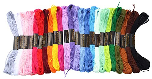 FENGYING Stickgarn Set,Embroidery Floss Multifarben Weicher,24 Farben je 8 Meter,Stickerei, für Kreuzstichfaden, Armbandfaden, Knüpfen, Flechten, Basteln, Häkeln