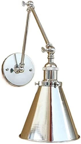 BOCbco Applique da Parete Industriale Vintage cromata a 2 Bracci Lampada da Parete a bilanciere Lampada da Parete Regolabile Presa E27 per Bar di casa, ristoranti Decorazione di caffetteria Lampada