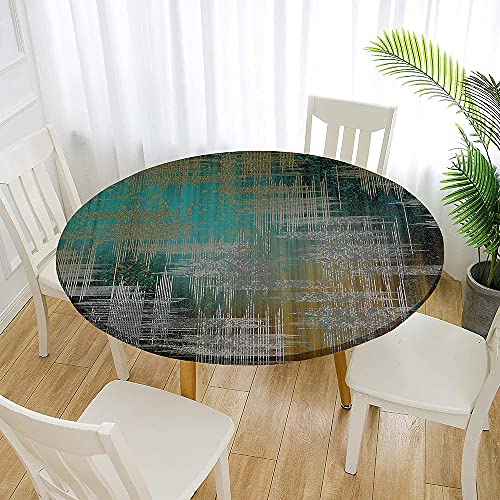 Morbuy Tischdecke Abwaschbar Outdoor Rund 100cm, Elastisch Tischdecken Outdoor Wasserabweisend Lotuseffekt Schmetterling Table Cloth für Garten Restaurant, Ideal für 80cm-90cm