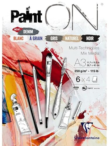 NEU PAINT IT EASY Zeichenblock A3, 250g/qm, 24 Blatt, 6 Farben sortiert