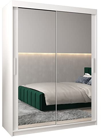 ABIKSMEBLE Armoire Tokyo 3 Avec Porte Coulissante Miroir - Dressing Adulte - Penderie Vêtement - Garde Robe - Placard 2 Portes - Closet