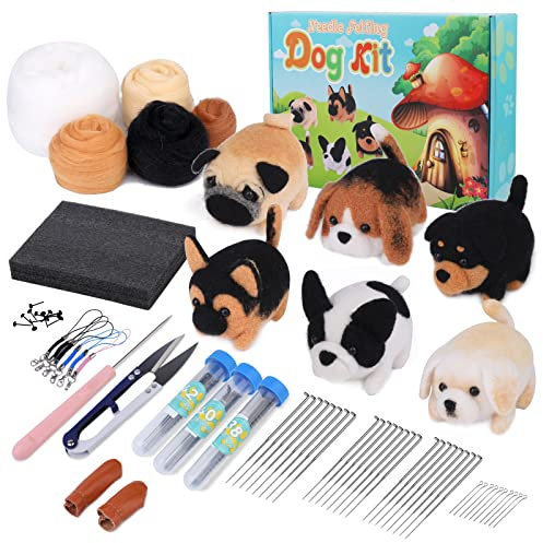 Nadelfilz-Set, 6-teiliges Hundespielzeug, Anfänger-Handbuch, Nadelfilz-Kit mit detaillierter Anleitung für Festival- und Bastelprojekte.