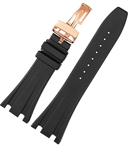 HEPUP Schwarzes Silikon-Gummi-Armband für Audemars für Piguet-Armband, 28 mm, AP-Armband, Herren-Armband, Schmetterlings-Schnalle, Werkzeuge, 28mm, Achat