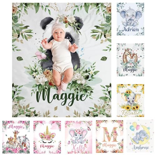 SearchI Personalisierte Babydecke mit Namen 90X120cm,Weich Warme Baby-Überwurfdecke für Junge Mädchen,Kinderdecke Namensdecke Personalisiert Geburtstaggeschenk(Panda)