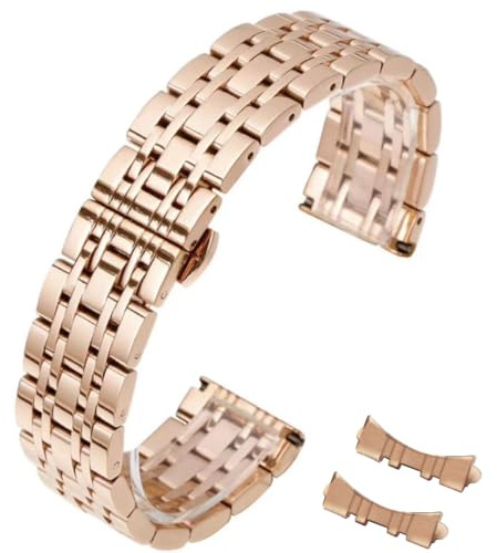 HEYOZURY Edelstahl Uhrenarmbänder Metall uhrarmband mit Geraden und Gebogenen Ende 12mm 14mm 16mm 18mm 19mm 20mm 21mm 22mm Metal Ersatzband Armbänder Edelstahlarmband für Uhr für Herren/Damen