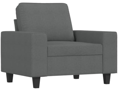 vidaXL Sessel, Sofa Relaxsessel mit gepolstertem Sitz Armlehnen, Fernsehsessel Loungesessel Metallgestell, Polstersessel Ruhesessel für Wohnzimmer, Dunkelgrau Stoff