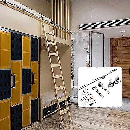 Schiebe-Bibliotheks-Hardware-Rollschiene Für Zuhause/Innenbereich/Loft, 6,6 Fuß Bis 13 Fuß Rollleiter-Hardware Bibliotheks-Schiebeleiter-Hardware-Kit, Mit Bodenrollenrädern (Größe: 10 Fuß/300 cm Sch