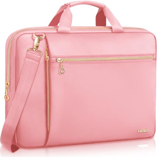 Lausiax Laptop Bag Case for Women Men Messenger Briefcase Bag, 17 17.3 Inch | Compatible with HP OmniBook Envy Omen Pavilion/Dell Inspiron Precision/LG Gram/Yoga ThinkPad, Carrying Bag 18 inch, Pink