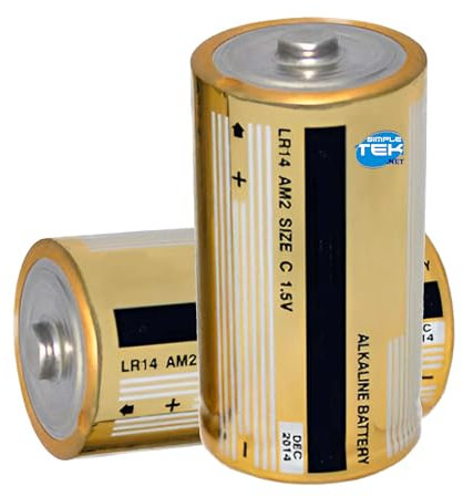 SIMPLETEK - 2x Batteria Tipo C LR14 AM2 1.5Vn Alcalina | Pila Mezza Torcia MN1400 a Lunga Durata | Adatta Per Torcia Telecomando Radio Sveglia (Confeziona da 2 Batterie)