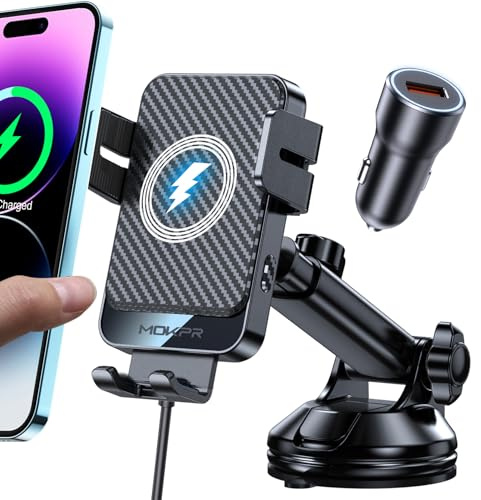 15W Auto Handyhalterung mit Ladefunktion, Handyhalterung mit Ladefunktion | Handyhalterung mit 18W Autoladegerät Armaturenbrett, Lüftungsschlitz Windschutzscheibe für iPhone Samsung Huawei(Dunkelgrau)