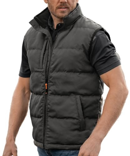 Xpert - Padded Body Warmer Gilet For Men And Women. 300D Polyester Lightweight Sleeveless Water Repellent & Wind Resistant Outerwear Jacket, Unisex Fit With Fleece Collar And Pockets (Grey, M)