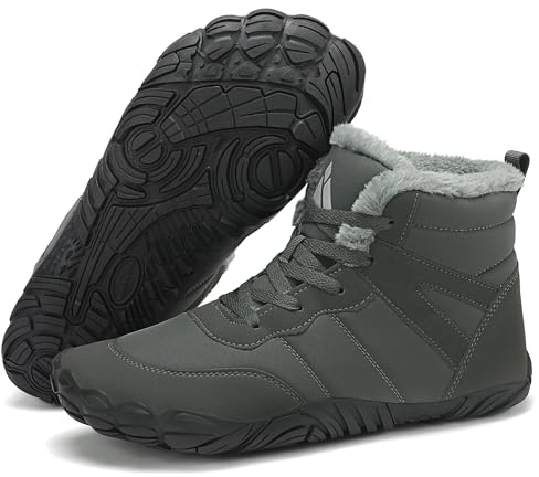 Mishansha Barefoot Botas Hombre Botines de Invierno Mujer Zapatos Descalzos Calientes CáLido Impermeables Antideslizante Boots Gris 48 EU