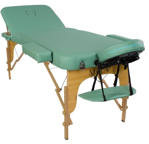Mira Lettino portatile da massaggio 3 zone spessore materassino 7cm dimensione 190x71cm con poggia testa 220cm (Verde)