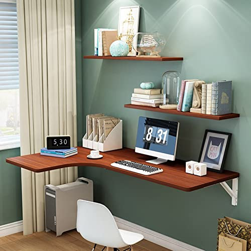 Wandmontierter Computertisch für kleine Räume, zusammenklappbar, schwebender Schreibtisch mit Metallständer, platzsparend, Büro, Schlafzimmer, Küche, Esstisch, Wandmontage, Klapptisch