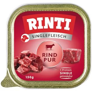 Rinti - Viande Unique | Nourriture Humide pour Chiens sensibles et Adultes avec 100% de Viande de bœuf. Aliment Complet en Bols sans céréales, Glucides et additifs artificiels | 10 x 150 g de bœuf