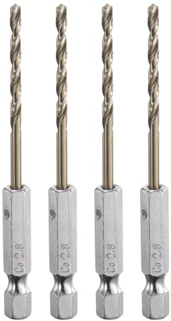 sourcing map 4pcs M35 High Speed Steel Cobalt Twist Drill Bit 2.8mm/0.04 Dia with Quick Change 1/4 Hex Shank Jobber Drill Bit for Metal, Steel, Copper, Aluminum, Zinc Alloy