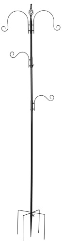 PawHut Vogel Futterstation mit 4 Haken Erdspieß Wildvögel 208 cm Schwarz