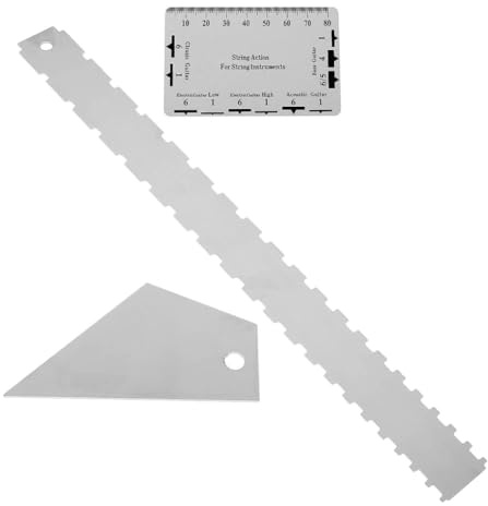 Sctecoau Gitarrenhals-Lineal, Lineal Zur Messung der Hals-Griffbrett-Höhenmessung, Dreieck-Lineal, Akkord-Set Zur Gitarrenwartung