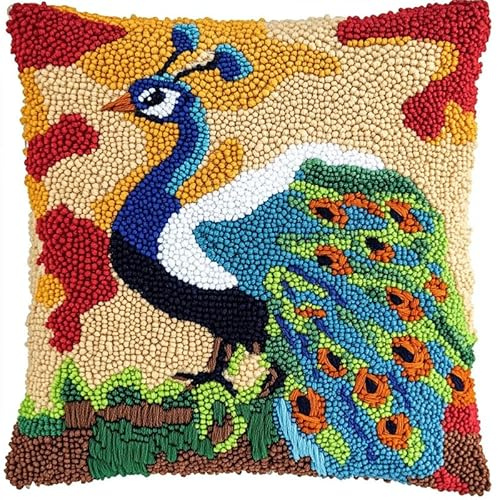 XDEGHUANGSS Kit de cojín de gancho para adultos, hecho a mano, con ganchillo, ganchillo, ganchillo, ganchillo, ganchillo, kit de cierre, funda de almohada creativa, decoración del hogar, 43 x 43 cm