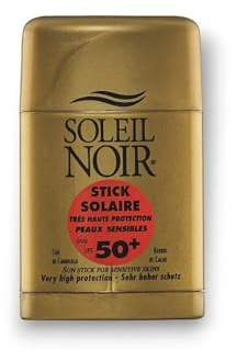 Soleil Noir - Stick Solaire Peaux Sensibles - SPF 50+, Très Haute Protection Solaire - Nourrit, Hydrate, Protège Visage et Corps - Fabrication Française - 10g