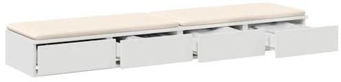 vidaXL Sänglådor med låda Vit 160 x 36,5 x 16,5 cm Konstruerat trä, Minimalistisk sovrumsinredning, stiligt förvaringsutrymme, hållbar träbox, platsbesparande design