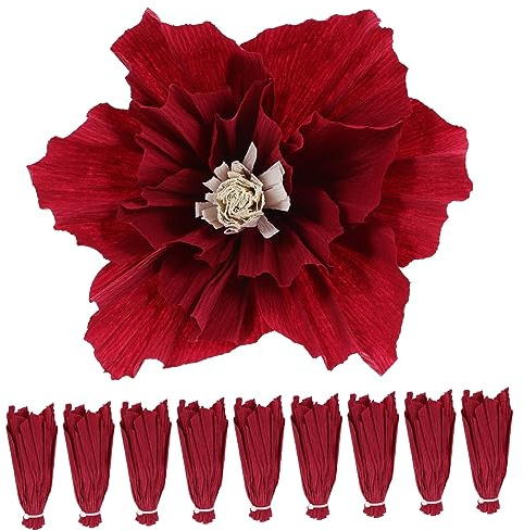 VICASKY 10 Stück Rote Hängende Papierblumen aus Leichtem Papier für Blumendekoration bei Hochzeit Geburtstag oder Brautdusche Einfache Befestigung und Farbenfrohe Optik Zufällige Farbe