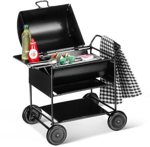 SKISUNO 1Satz Miniatur BBQ Grill für Puppenhaus Kompakter und Realistischer Grill Zubehör für Miniaturküchen Sicheres und Kreatives Spielzeug für Miniaturliebhaber