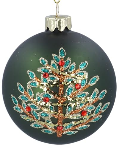 Gisela Graham Green Christmas Bauble with Glitter Tree
