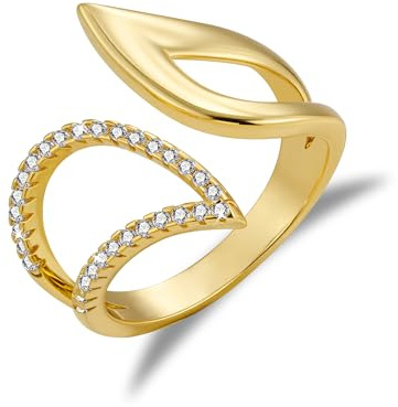 Ringar dam guld silver 925 tjock ring bred justerbar öppen vintage, Una taglia, Koppar