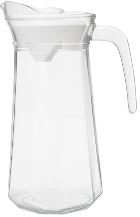 Isigno Jarra Agua Cristal 1,3 L con filtro extraíble, resistente al calor, sin BPA, fácil de limpiar, diseño delgado, ideal para agua fría, infusiones o frigorífico