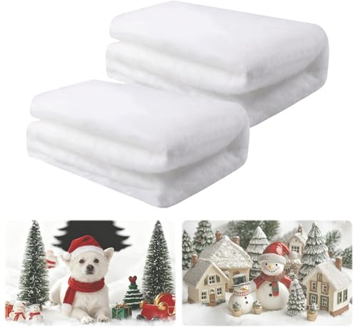 CPKONUUIP Schneedecke Deko Weihnachten: 2 Stück 80x300cm Kunstschnee-Deko | Fasermaterial - Flauschig - Wiederverwendbar - Frei beschnitten - Realistische Schneeszene -Für Weihnachtsbaum Feiertags Deko