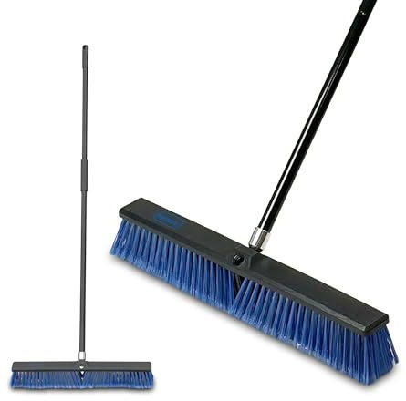 Addis Outdoor Broom & Patio Brush – Extra Wide 60cm (23.6) Angled Head with Stiff Bristles Deck Driveway Garden & Yard Sweeping Brush Push Broom for Concrete Tile Wooden Floors, Blue Black