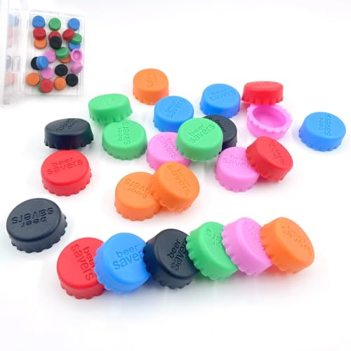 24 Stück Silikon Bierflaschenverschluss, Silikondeckel Bunt Wiederverwendbar, 6 Farben Bottle für Bierflaschen, Saftflaschen, Glasflaschen, für zu Camping, Partys, Bars