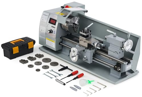 CREWORKS 750W Mini-Metalldrehmaschine 8x16 Zoll Tischdrehbank 210x400MM für Heimwerker Metall- und Holzbearbeitung
