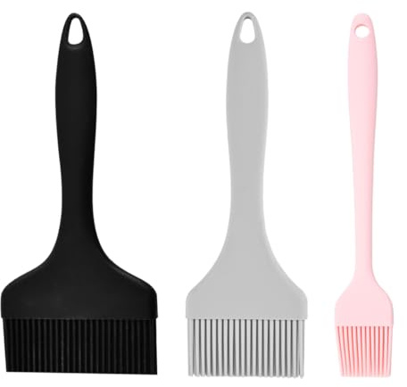 YUVKIN Set di 3 Pennelli in Silicone, Pennelli da Cucina Extra Larghi per Olio, Ideali per Cucinare e BBQ (Lunghezza 21 cm, Larghezza 9.1/7/3.2 cm)