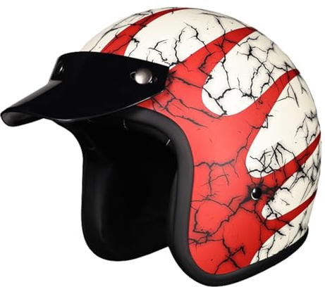 Ouvert Casque Moto Vintage Casques Jet Casques Bols Casque Mobylette Homologué ECEDOT Casque De Moto Léger 3/4 Rétro Demi Casque Moto Scooter Chopper Adultes Hommes Femmes H,M:57-58CM